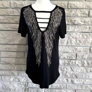Rhinestone wing strappy tee
